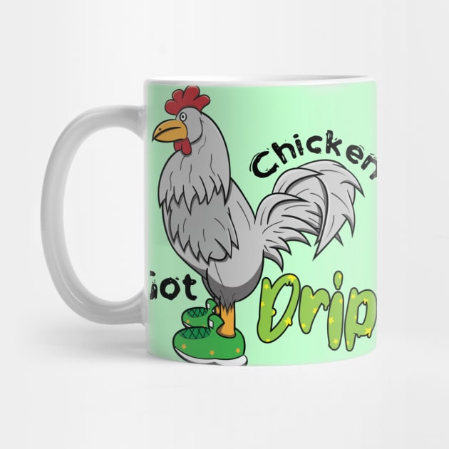 Chicken With Shoes White Green DRIP by Dad n Son Designs